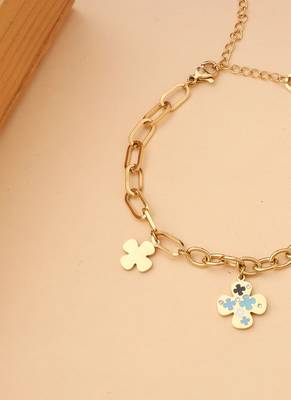 Contemporary Gold Floral Bracelet 3