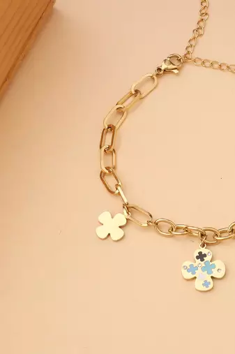 Contemporary Gold Floral Bracelet