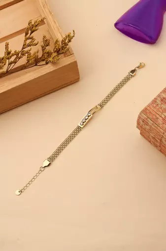 Gold Plated Bracelet With White Stones