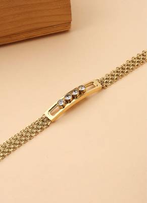 Gold Plated Bracelet With White Stones 3