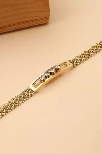 Gold Plated Bracelet With White Stones