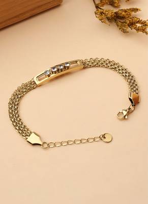 Gold Plated Bracelet With White Stones 1