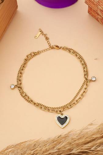 Black Stone Heart Necklace