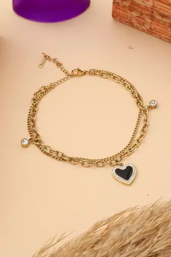 Black Stone Heart Necklace