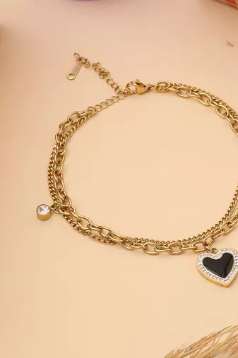 Black Stone Heart Necklace