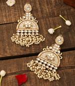 White Gold Heavy Kundan Earrings