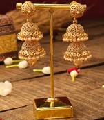 Long Intricate Golden Jhumkas