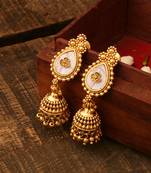 Gold Plated Earrings With White Stone