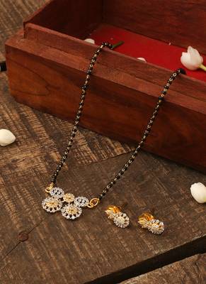 Black Mangalsutra In American Diamond 1