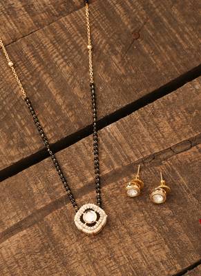 Single Stone Mangalsutra Set With Earrings 1