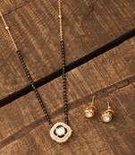Single Stone Mangalsutra Set With Earrings