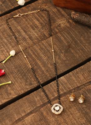 Single Stone Mangalsutra Set With Earrings 2