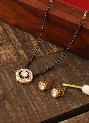Single Stone Mangalsutra Set With Earrings 3