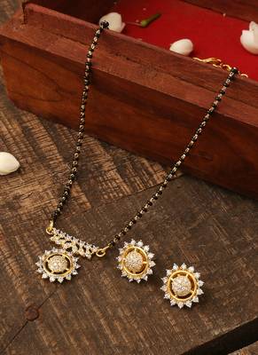 Black Gold Mangalsutra Set With Small Earrings 1