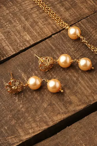 White Gold Beaded Necklace