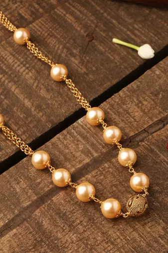 White Gold Beaded Necklace