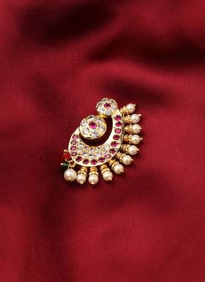 Gold Plated with American Stone Studded Nose Ring For Occasional Wear 1