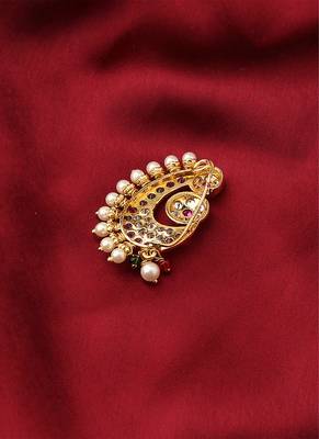 Gold Plated with American Stone Studded Nose Ring For Occasional Wear 2