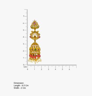 Gold plated cz orange beads long jhumka jhumki earrings with pearls 4