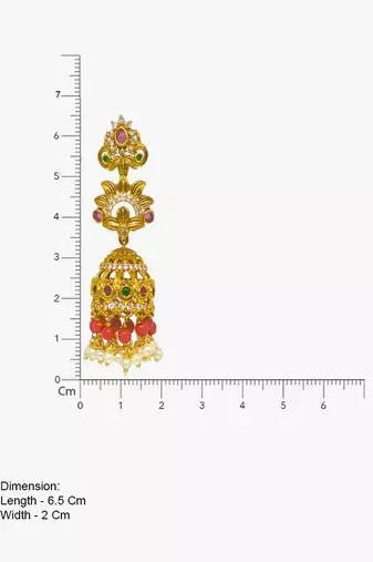 Gold plated cz orange beads long jhumka jhumki earrings with pearls