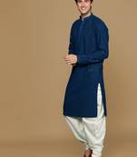 Sanwara blue shimmering elegance men's chikankari with sequins kurta set