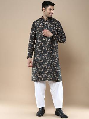 Men's designer & stylish printed traditional cotton kurta & pajama set by sanwara 1