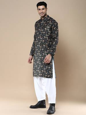 Men's designer & stylish printed traditional cotton kurta & pajama set by sanwara 2