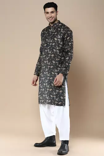 Men's designer & stylish printed traditional cotton kurta & pajama set by sanwara