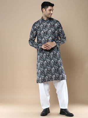 Men's designer & stylish printed traditional cotton kurta & pajama set by sanwara 1
