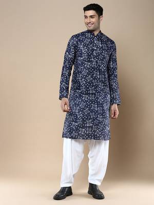 Men's designer & stylish printed traditional cotton kurta & pajama set by sanwara 1