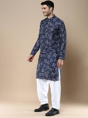 Men's designer & stylish printed traditional cotton kurta & pajama set by sanwara 2