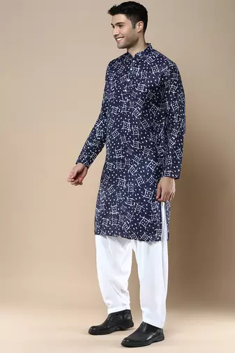 Men's designer & stylish printed traditional cotton kurta & pajama set by sanwara