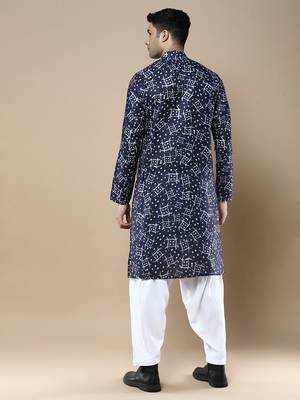 Men's designer & stylish printed traditional cotton kurta & pajama set by sanwara 3