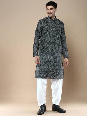 Men's designer & stylish printed traditional cotton kurta & pajama set by sanwara 1