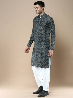 Men's designer & stylish printed traditional cotton kurta & pajama set by sanwara 2