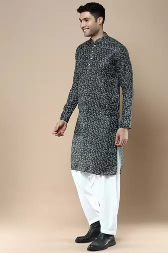 Men's designer & stylish printed traditional cotton kurta & pajama set by sanwara