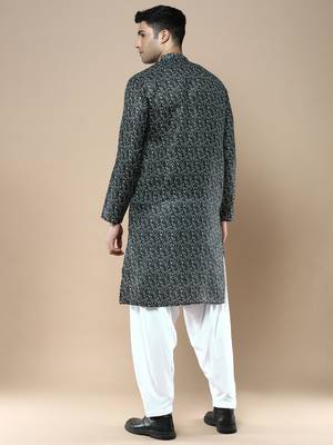 Men's designer & stylish printed traditional cotton kurta & pajama set by sanwara 3