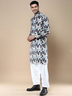 Men's designer & stylish printed traditional cotton kurta & pajama set by sanwara 2