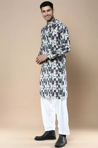 Men's designer & stylish printed traditional cotton kurta & pajama set by sanwara