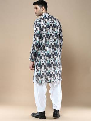 Men's designer & stylish printed traditional cotton kurta & pajama set by sanwara 3