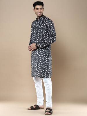 Men's designer & stylish printed traditional cotton kurta & pajama set by sanwara 2