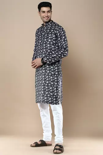 Men's designer & stylish printed traditional cotton kurta & pajama set by sanwara