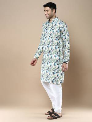 Men's designer & stylish printed traditional cotton kurta & pajama set by sanwara 2