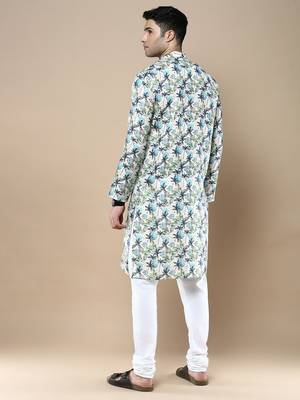 Men's designer & stylish printed traditional cotton kurta & pajama set by sanwara 3