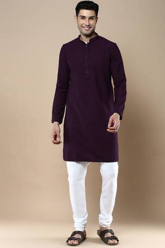 Sanwara's stylish ethnic chikankari kurta & pajama set for men