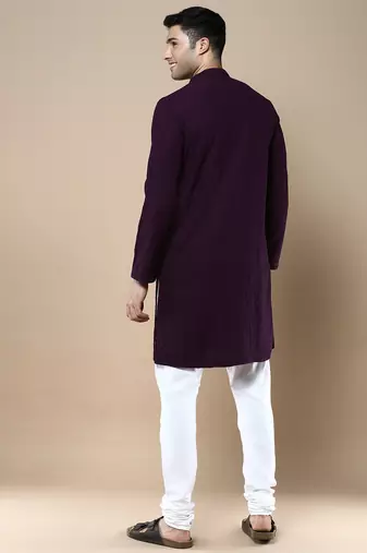 Sanwara's stylish ethnic chikankari kurta & pajama set for men