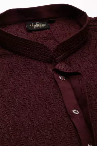 Sanwara's stylish ethnic chikankari kurta & pajama set for men