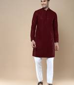 Sanwara's stylish ethnic chikankari with sequins kurta & pajama set for men