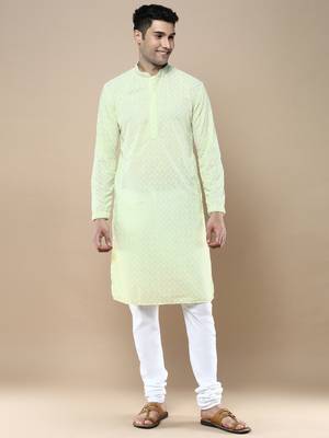 Sanwara's stylish ethnic chikankari kurta & pajama set for men 1