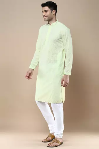 Sanwara's stylish ethnic chikankari kurta & pajama set for men